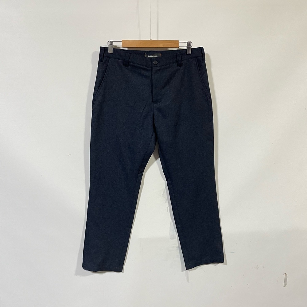 Bluffworks Gramercy Tailored Fit Suit Pants 32 x 30 Dark Blue